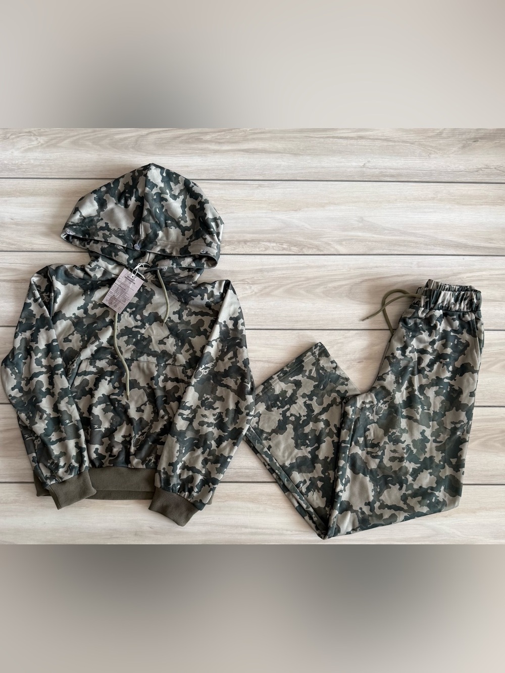 Oyrosy Camouflage Sweatshirt And Wide-leg Pants Suit Green XS NWT
